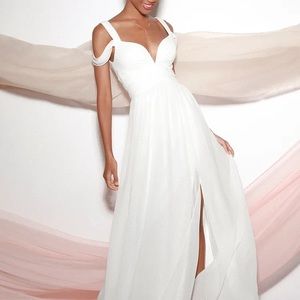 Ocean of Elegance Ivory Maxi Dress